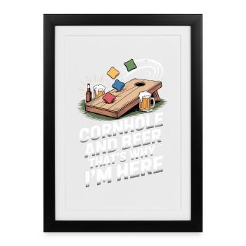 Cornhole et bière - Affiche encadrée (27 × 37 cm) - noir - Devant