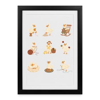 Canards au crochet drôles, amateurs de laine au crochet, amoureux de la laine, - Affiche encadrée (27 × 37 cm) - noir - Devant