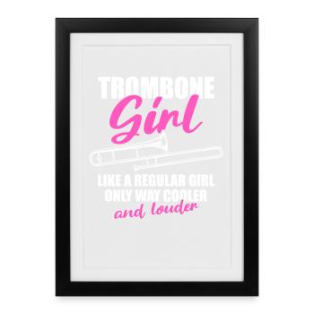 Trombone Girl Trombone Player Trombonist - Framed poster (27 × 37 cm) - black - Front