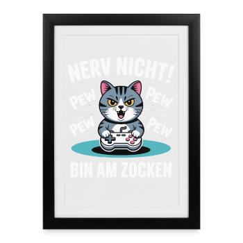 Courage Not I Gaming Cat Design - Affiche encadrée (27 × 37 cm) - noir - Devant