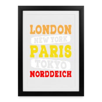 Vacances à la mer du Nord LONDRES NEW YORK PARIS TOKYO - Affiche encadrée (27 × 37 cm) - noir - Devant