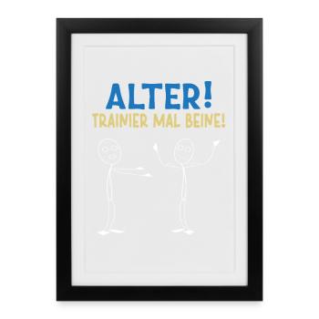 Stick Figure OLD TRAINER TIMES LEGS Drôle - Affiche encadrée (27 × 37 cm) - noir - Devant