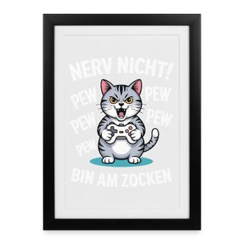 Courage Not I Gaming Cat Design - Affiche encadrée (27 × 37 cm) - noir - Devant