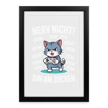 Courage Not I Gaming Cat Design - Affiche encadrée (27 × 37 cm) - noir - Devant