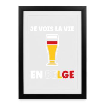 La Vie Belge Verre Bière Stylisé - Affiche encadrée (27 × 37 cm) - noir - Devant