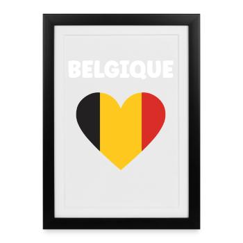 Belgische Herz-Trikolore - Gerahmtes Poster (27 × 37 cm) - Schwarz - Vorne