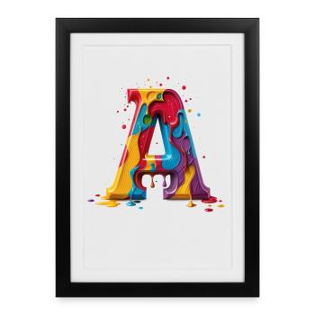 Lettres Alphabet Lettre A colorée personnalisée - Affiche encadrée (27 × 37 cm) - noir - Devant