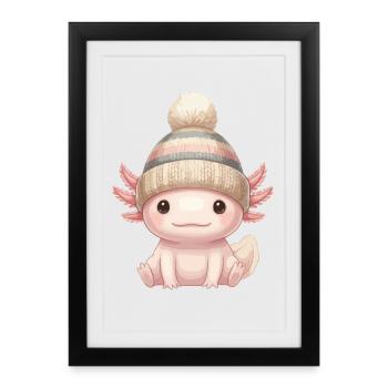 Chapeau d’Axolotl - Affiche encadrée (27 × 37 cm) - noir - Devant