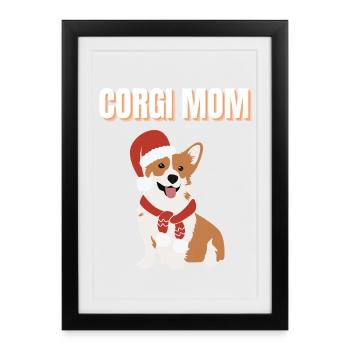 Corgi Mom Christmas Doggy - Framed poster (27 × 37 cm) - black - Front