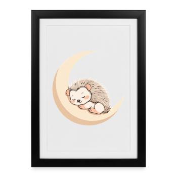 Moon Sleep Hedgehog - Framed poster (27 × 37 cm) - black - Front