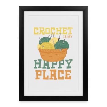 Le crochet est mon endroit heureux - Affiche encadrée (27 × 37 cm) - noir - Devant