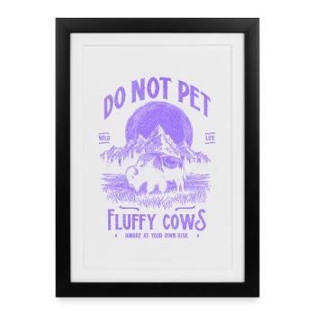 Vintage Buffalo Do Not Pet Fluffy Cows Funny Bison - Framed poster (27 × 37 cm) - black - Front