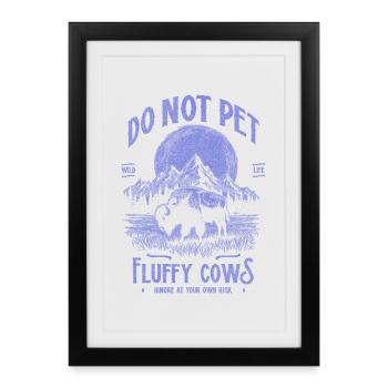 Vintage Buffalo Do Not Pet Fluffy Cows Funny Bison - Framed poster (27 × 37 cm) - black - Front