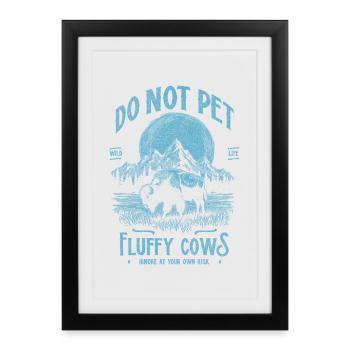 Les bisons vintage ne caressent pas les vaches duveteuses Bizons drôles - Affiche encadrée (27 × 37 cm) - noir - Devant