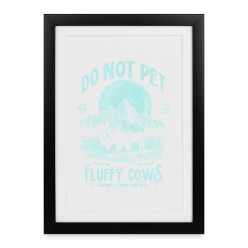 Vintage Buffalo Do Not Pet Fluffy Cows Funny Bison - Framed poster (27 × 37 cm) - black - Front