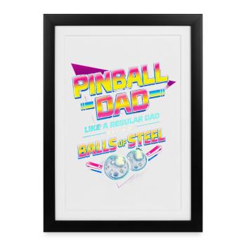 Père joueur de flipper - Affiche encadrée (27 × 37 cm) - noir - Devant