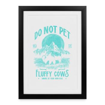 Vintage Buffalo Do Not Pet Fluffy Cows Funny Bison - Framed poster (27 × 37 cm) - black - Front