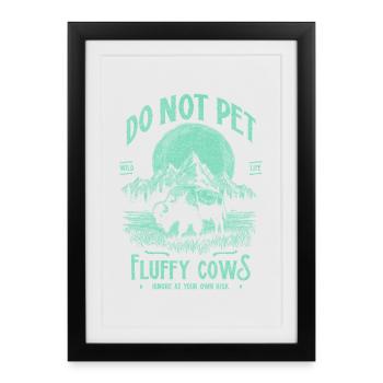 Les bisons vintage ne caressent pas les vaches duveteuses Bizons drôles - Affiche encadrée (27 × 37 cm) - noir - Devant