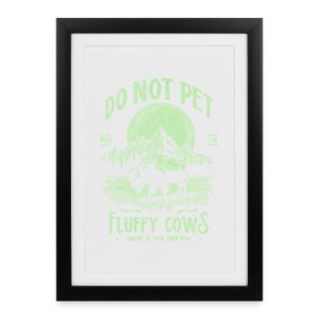Vintage Buffalo Do Not Pet Fluffy Cows Funny Bison - Framed poster (27 × 37 cm) - black - Front