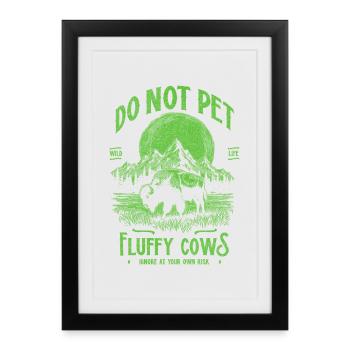 Vintage Buffalo Do Not Pet Fluffy Cows Funny Bison - Framed poster (27 × 37 cm) - black - Front