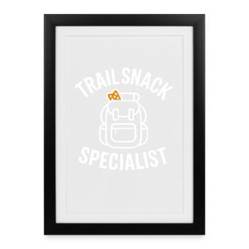 Spécialiste des snacks sur le sentier : humour de randonnée - Affiche encadrée (27 × 37 cm) - noir - Devant