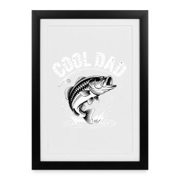 Papa Pêcheur Cool - Affiche encadrée (27 × 37 cm) - noir - Devant