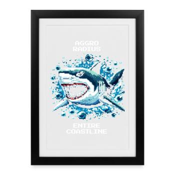 Aggro Radius | Shark whole coastline - Framed poster (27 × 37 cm) - black - Front