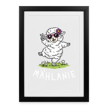 Mählanie – Funny Pun Sheep Melanie Name - Framed poster (27 × 37 cm) - black - Front