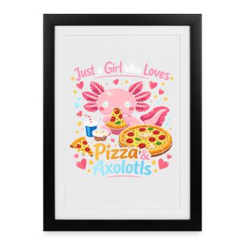 Pizza Axolotl Love Design - Framed poster (27 × 37 cm) - black - Front