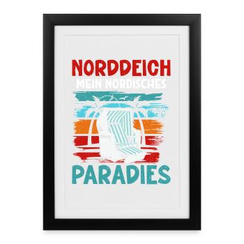 Mer du Nord DIGUE DU NORD MON PARADIS NORDIQUE Drôle - Affiche encadrée (27 × 37 cm) - noir - Devant