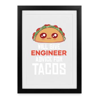 Taco Pun : Conseil en ingénierie - Affiche encadrée (27 × 37 cm) - noir - Devant