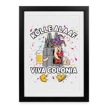 Köln Karneval Clown Dom - Gerahmtes Poster (27 × 37 cm) - Schwarz - Vorne