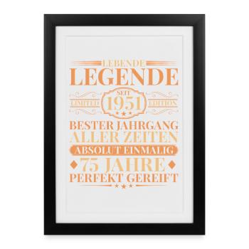 Year of manufacture Born in 1951 Unique 75th birthday - Framed poster (27 × 37 cm) - black - Front