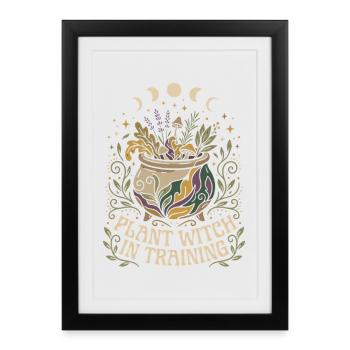 Sorcière des plantes en formation Sorcière Herbal Moon - Affiche encadrée (27 × 37 cm) - noir - Devant