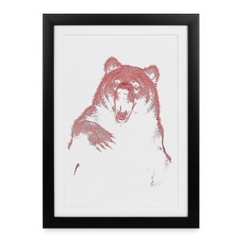 Grizzly Bear Randonnée Camping Ours brun vintage - Affiche encadrée (27 × 37 cm) - noir - Devant