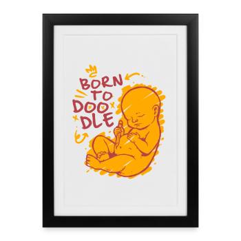 Dessin de Gribouillis - Affiche encadrée (27 × 37 cm) - noir - Devant