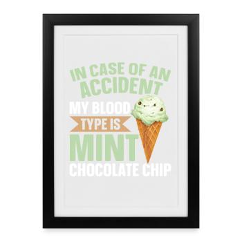 Menthe Chocolat Saveur Cornet de gaufre Menthe - Affiche encadrée (27 × 37 cm) - noir - Devant