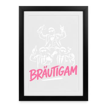 T-shirt du marié Enterrement de vie de garçon Garçons Enterrement de vie de garçon - Affiche encadrée (27 × 37 cm) - noir - Devant