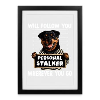 Rottweiler Hundebesitzer T Rottweiler Gassi Rottwe - Gerahmtes Poster (27 × 37 cm) - Schwarz - Vorne