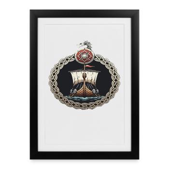 Viking Viking Legend Sailor Odin Raven Fighter - Framed poster (27 × 37 cm) - black - Front