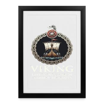 Viking Viking Legend Sailor Odin Raven Fighter - Framed poster (27 × 37 cm) - black - Front