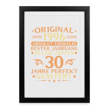 30 ans millésime parfaitement vieilli 1996 - Affiche encadrée (27 × 37 cm) - noir - Devant