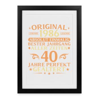 40 Years Perfectly Aged Vintage 1986 - Framed poster (27 × 37 cm) - black - Front