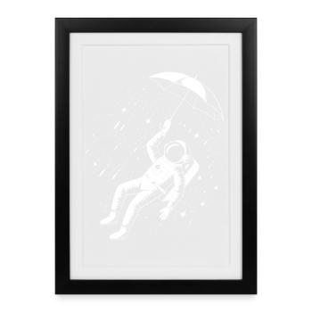 Parapluie Astronaute Pluie Spatiale - Affiche encadrée (27 × 37 cm) - noir - Devant