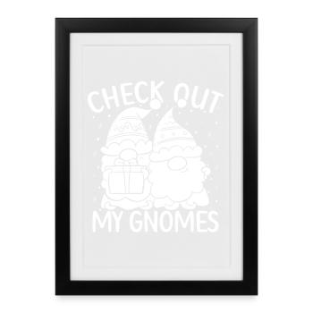 Hommes costumés de gnomes regardent mes gnomes gnomes - Affiche encadrée (27 × 37 cm) - noir - Devant