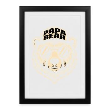Logo de Papa Ours avec lunettes de soleil - Affiche encadrée (27 × 37 cm) - noir - Devant