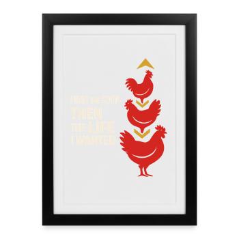Chickens In The Garden Lifestyle Chicken - Framed poster (27 × 37 cm) - black - Front