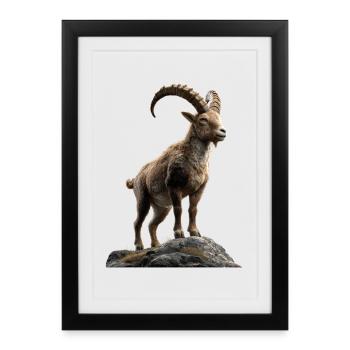 Capricorn Goat Alpine Ibex Capricorn Goats - Framed poster (27 × 37 cm) - black - Front