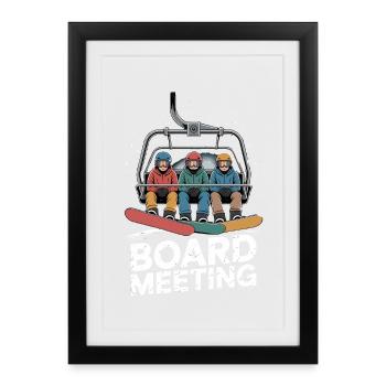 Réunion drôle du conseil d’administration du snowboard - Affiche encadrée (27 × 37 cm) - noir - Devant