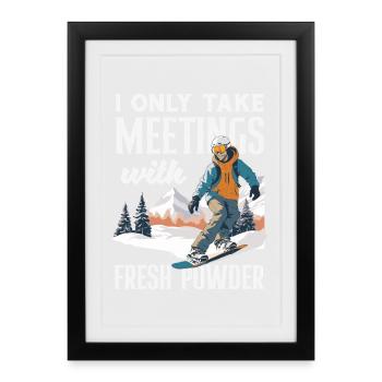 Snowboarding Snowboard Meeting Chairlift - Framed poster (27 × 37 cm) - black - Front